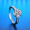 Anillo de Flor de Cuatro Garras de Moissanita Simulado de Moda, Anillo Abierto de Dedo Pulsera de Temperamento para Mujer, Transmisión en Vivo de Voz Agitada de Ocho Corazones y Ocho Flechas