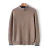 Cárdigan de Lana para Hombre, Bloque de Color Cuello Redondo Versátil Cachemir Holgado Suéter, 23 Nuevo Punto de Otoño/Invierno Chaqueta de Punto para Hombre