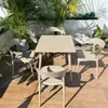 Conjunto de mesa de jantar redonda grande de aço carbono moderno com cadeiras para áreas externas, restaurantes externos, bares, loja de churrasco de aço carbono à prova d'água, uso comercial