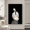 Pintura Decorativa de Sala de Estar de Gama Alta Retro Arte de Nicho Cisne Blanco y Negro Pintura de Piso para Sofá Estilo Antiguo Pintura Colgante para Entrada