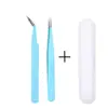 Pinzas para Pestañas Postizas Pinzas para Uñas Artísticas DIY Pinzas para Técnicos de Pestañas Pinzas para Extensiones de Pestañas Punta Curva Punta Recta
