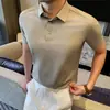 Nueva Camisa Polo de Manga Corta para Hombre Verano 2026, Nylon de Lujo Ligero Alta Elasticidad Seda de Hielo Delgada de Negocios Secado Rápido Camiseta para Hombre