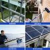 Cepillo Limpiador de Agua para Panel Fotovoltaico Solar, Cabezal de Cepillo Limpiador con Chorro de Agua para Muro Cortina de Vidrio, Vara Telescópica y Cabezal de Cepillo Limpiador a Juego