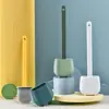 Set de Escobilla de Baño Simple para el Hogar Montado en la Pared de Plástico Sin Ángulos Muertos Escobilla de Baño Artículos de Uso Diario Cepillo de Limpieza de Mango Largo