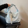 Bolsa Feminina Nova 2025 Moda Cor Sólida Bolsa Dumpling Bolsa de Ombro para Compras para Garota Suave Estudante Porta-Moedas Bolsa Transversal para Mulheres