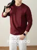 Camiseta de Manga Larga para Hombre de Modal Seda de Hielo Sensación de Nube Algodón Color Liso Delgado Primavera/Otoño Top Simple de Lujo Ligero 2026
