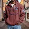 Ropa Nueva para Hombre Transfronteriza Sudadera con Capucha y Cremallera Multibolsillos Sudadera de Moda de Comercio Exterior Serie NFL Diseño Personalizado