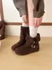 Botas Ocidentais Estilo Retro Wasteland com Altura Oculta Aumentadora Femininas 2026 Outono/Inverno Novas Botas Curtas Emagrecedoras Botas Martin Bico Redondo Botas Curtas