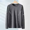 [Destacado] Camiseta de manga larga para hombre, adecuada para primavera y otoño, estilo casual, cuello redondo, corte holgado, transpirable, versátil y ligera, camiseta interior
