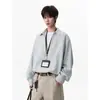 Camisa de Otoño 2026 para Hombre, Estilo Japonés Cityboy, Corte Holgado, Cuello de Solapa, Rayas Verticales, Top Clásico con Personalidad