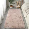 Alfombra de Felpa Larga Estilo Ins para Dormitorio junto a la Cama, Alfombrilla Antideslizante para Sala de Estar con Mesa de Café y Sofá, Aislante Frío para Pies junto a la Cama