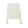 Cardigan de Punto Ligero Cómodo con Protección Solar, Cuello en V, Seda de Morera y Lana, para Mujer, Verano, Delgado, Manga Corta, Ropa Exterior