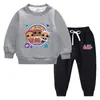 Traje de suéter para niños otoño e invierno 2023 estilo occidental nuevo para niños medianos y grandes grueso con forro polar cálido ropa de invierno traje de manga larga