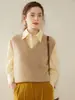 2025 Nova Malha de Cashmere Outono e Inverno Colete Sem Manga Feminino Colete Gola V Outer Colete Quente Moda