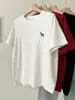 Camiseta de Manga Corta con Cuello Redondo Bordada de Poni, Suave Cepillada, de Lana Australiana para Mujer, Camiseta Base Versátil y Cálida Engrosada para Principios de Primavera