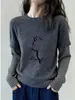 Camiseta de Manga Larga Rayada de Terciopelo Cepillado Falsa de Dos Piezas para Mujer, Estilo Ins Europeo, Diseño de Alta Gama, Gris Oscuro, Top que Reduce la Edad