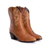 Botas de cuero de corte bajo con punta redonda de talla grande para otoño e invierno, botas vaqueras de tacón alto de color liso, suela de goma ligera sin cordones, antideslizantes y versátiles