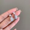 Aretes de moda de alta gama y buena apariencia con circonitas de gotas de agua, aretes microincrustados de aleación de cobre, aretes de aguja de plata para mujer 44148