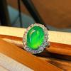 Anillo de Esmeralda Natural Ovalado Forma de Huevo Boca Viva Regalo Cara de Huevo Ágata Verde Jade Anillo para Hombres y Mujeres
