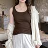 Camisola de algodón con cuello cuadrado de talla grande para mujer, base interior de primavera y verano, top de alta gama de moda, prenda exterior ajustada
