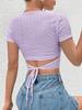 Amazon Aliexpress Comercio Exterior Ropa de Mujer 2026 Otoño e Invierno Nuevo Color Sólido Calado Sexy Chica Caliente Top Corto Top de Punto