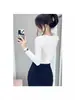 Estilo Nuevo Otoño 2026 Color Sólido Corte Delgado Cuello Redondo Manga Larga Camiseta Base de Lana para Mujer Top Capa Interior Casual