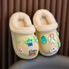 Pantuflas de Algodón para Niños y Niñas, Invierno Engrosadas de Felpa Cálidas Impermeables Bebé Hogar Pantuflas de Algodón de Punta Cerrada, Dropshipping
