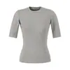Camiseta Lisa de Color Sólido Moderna y Elegante con Cuello Redondo Pequeño y Mangas Medias, Nuevo Modelo de Primavera, Capa Base Versátil y de Corte Ajustado para Mujer
