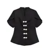 Ins estilo europeu e americano transfronteiriço 2026 nova moda elegante Amazon atacado de roupas femininas blusa de manga curta abotoada para o dia a dia