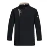 Ropa de Trabajo de Chef de Manga Larga para Otoño e Invierno para Hombres, Barbacoa, Hotel, Panadería, Comedor de Comida Rápida, Ropa de Cocina para Mujeres con Estampado