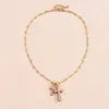 Collar de Cruz con Incrustaciones de Diamantes Transfronterizo Europeo y Americano, Cadena para Clavícula de Lujo Ligero y de Gama Alta, Simple y Moderno, Collar Versátil para Mujer