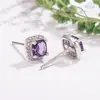 Nuevos Pendientes Cuadrados de Diamante Morado Simple para Azúcar 2025 Pendientes de Temperamento Femenino Moda Versátil Lujo Ligero Gama Alta Nicho
