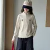 Conjunto de Roupa para Meninas Primavera e Outono 2026 Novo Estilo Moda Infantil Primavera e Outono Moletom com Gola Alta e Calça Cargo Conjunto de Duas Peças para Crianças Mais Velhas