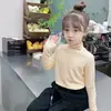 Camiseta de Manga Larga Casual para Niños y Niñas, Cuello Alto Medio de Terciopelo Alemán, Ropa Infantil Nueva, Corte Ajustado, Otoño e Invierno 2025