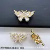 Anel de Contas Espaçadoras Borboleta de Zircônia Banhado a Ouro 18K Cobre Conserva Cor Acessórios para Pulseira de Cristal DIY Colar