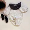 Estilo Coreano Pequeno Floral Gola de Boneca Grande Macacão Fofo de Manga Longa Primavera & Outono Novo Estilo Floresta Macacão Fofo para Casa Confortável