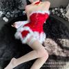 Yi Mengyao Ropa Interior Sexy Conejito Juego de Rol Navidad Pecho Pequeño Terciopelo Tirante Falda de Cadera Traje de Tentación