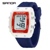 Popular Reloj Electrónico Sanda con Forma de Barril y Pantalla Única, Despertador Impermeable, Reloj de Pulsera para Estudiantes, Reloj Multifuncional con Esfera Grande, Dropshipping