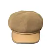 Sombrero retro de otoño estilo británico con visera de cuero, patchwork para mujer, sombrero de ala ancha nuevo de alta gama que hace que la cara se vea más pequeña, sombrero octogonal, sombrero de artista