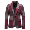 Amazon Europa América 2026 Terno Masculino de Lã Patchwork Retro de Botão Único Moda Jovem Jaqueta de Terno Casual