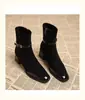Botines de tacón grueso estilo francés para mujer, nuevo modelo otoño e invierno 2026, botines marrones versátiles de moda con cremallera, zapatos Maillard para mujer