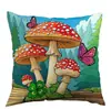 Funda de Almohada Popular Roja Grande con Diseño de Hongo y Mariposa Temática de Bosque Transfronteriza para Oficina, Dormitorio, Decoración de Coche, Cubierta de Almohada para Sofá
