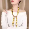 Bufanda de Seda a Cuadros Moda Retro con Cordón de Perlas y Cinta Ajustable para Uso Diario con Trajes, Accesorio de Moda