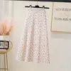 Falda midi estampada floral para mujer, nueva falda de línea A de cintura alta para verano, falda de gasa moderna y favorecedora para petite, falda de hada versátil