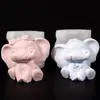 Molde para vela nuevo tres dimensiones pequeño adorable elefante corbata de moño pequeño elefante moño pequeño elefante vela elefante yeso molde de silicona