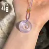 Colgante de Piedra Ojo de Gato con Cierre de Paz para Mujer, Collar de Calcedonia con Cierre Ruyi Multicolor, Nuevos Accesorios de Estilo Chino Nacional, Suministro Mayorista para Transmisión en Vivo