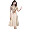 Vestido de Noche de Color Champán para Banquete de Bodas de Madres para Mujer, Nuevo Estilo Verano 2026, Vestido de Fiesta con Lentejuelas de Manga Media que se Puede Usar Casual