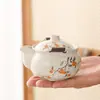 Horno Ru Caqui Ruyi Tetera de Mano Set de Té de Viaje con Tetera de Cerámica Agrietada Logo del Set de Té de Viaje Disponible