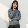 Suéter de Lana Cachemira Hengyuanxiang para Mujer 2025 Otoño e Invierno Nuevo Estilo Color Sólido Versátil Cálido Suéter de Cuello Alto para Mujer
