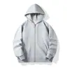 Cardigan suéter com zíper para primavera e outono masculino e feminino de manga comprida roupas de trabalho cor sólida com capuz casaco de felpa logo estampado atacado